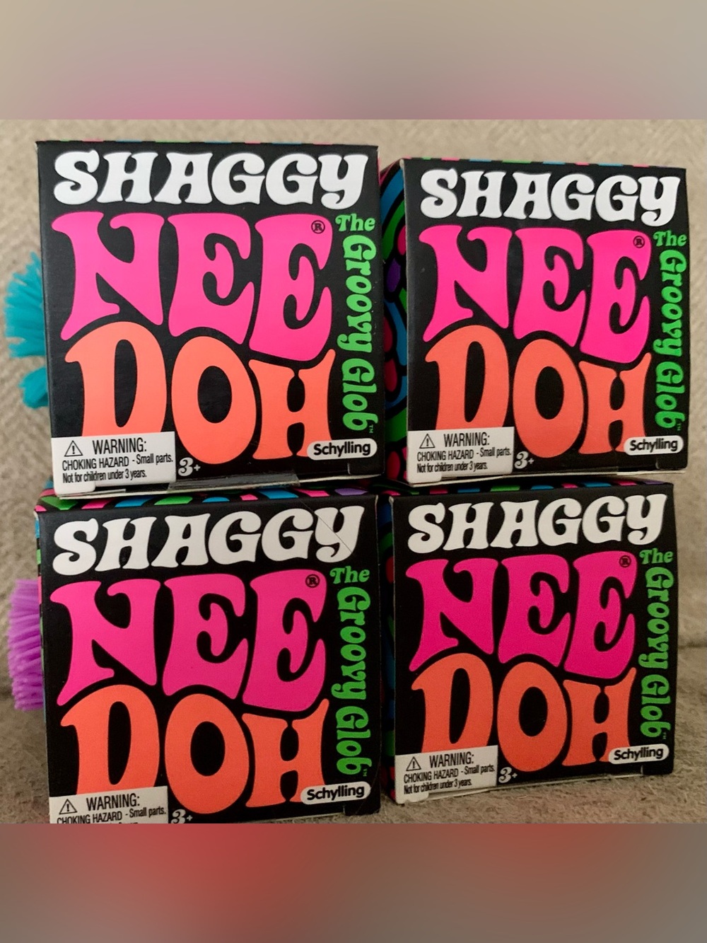 Needoh Shaggy The Groovy Glob Lot NIB Pink Purple Blue Green